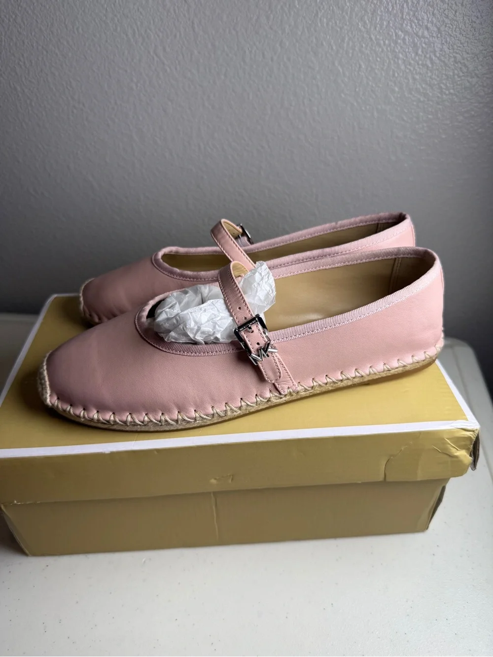 Michael Kors Lynn Ballet Espadrilles Mary Jane Size 9 Pink New